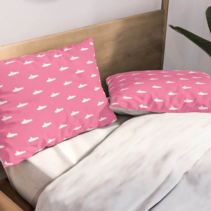 Tiny Submarines - Bright Pink Pillow Sham Gallery Image 2