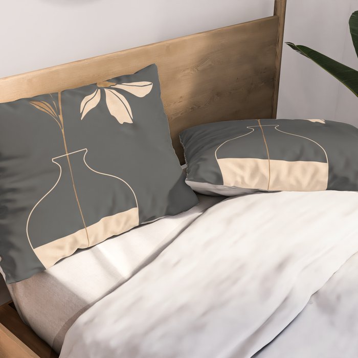 Minimal Abstract Art Vase Flower 3 Pillow Sham Gallery Image 2