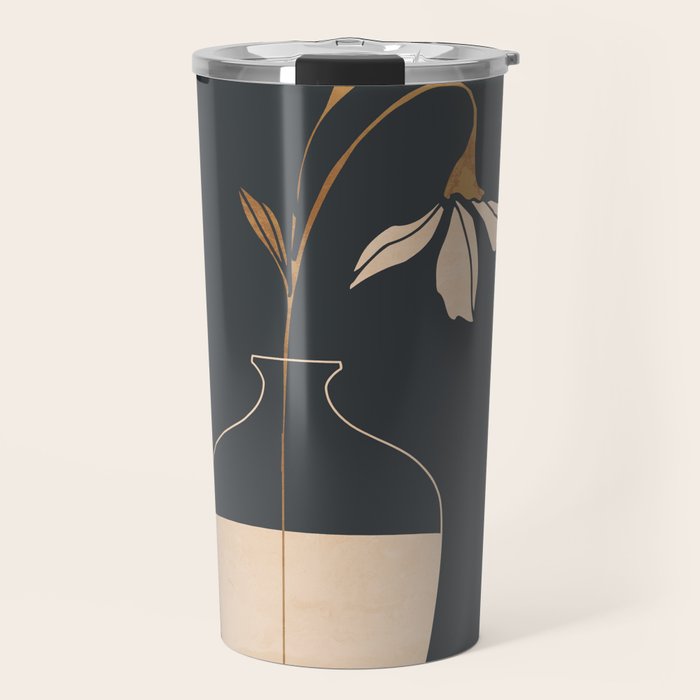 Minimal Abstract Art Vase Flower 3 Travel Mug Gallery Image 1