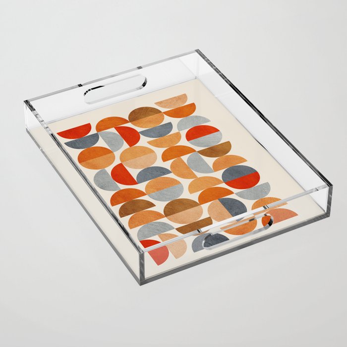 Mid-Century Geometric Red Gray Burnt Orange I Acrylic Tray Gallery Image 1