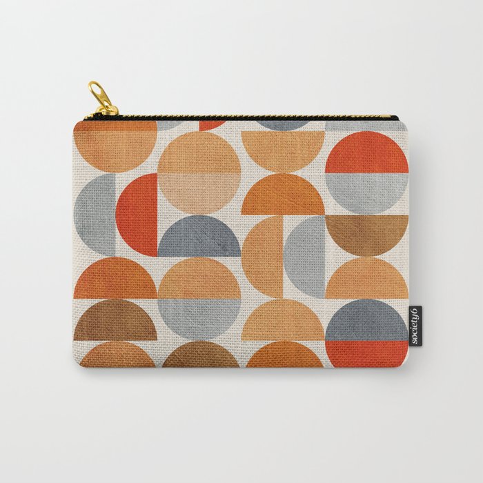 Mid-Century Geometric Red Gray Burnt Orange I Carry All Pouch Gallery Image 1