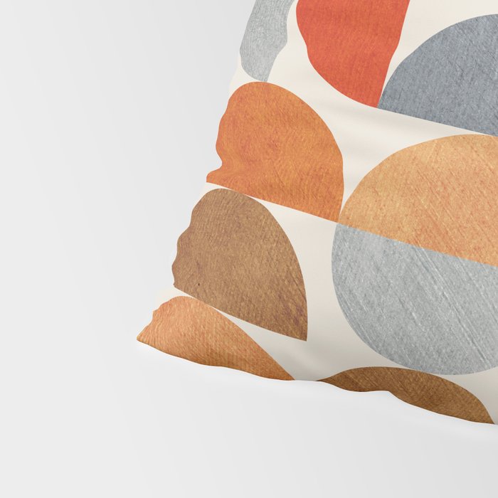Mid-Century Geometric Red Gray Burnt Orange I Pillow Sham Gallery Image 4