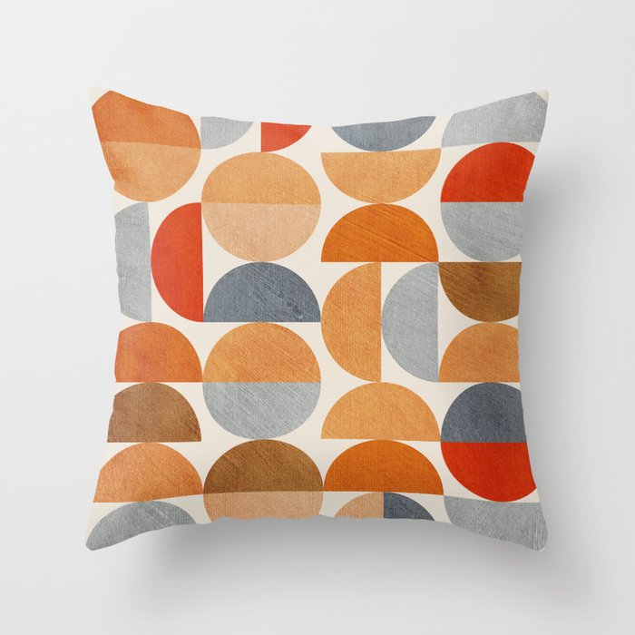 Mid-Century Geometric Red Gray Burnt Orange I Throw Pillow Gallery Image 6
