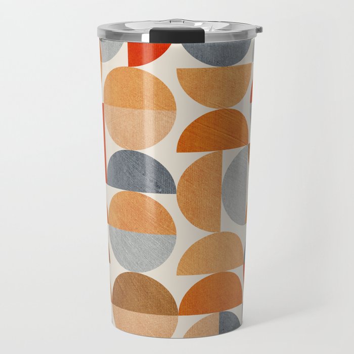 Mid-Century Geometric Red Gray Burnt Orange I Travel Mug Gallery Image 1