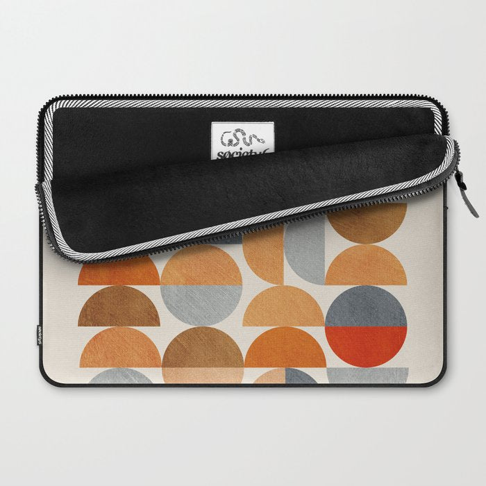 Mid-Century Geometric Red Gray Burnt Orange I Laptop Sleeve Gallery Image 2