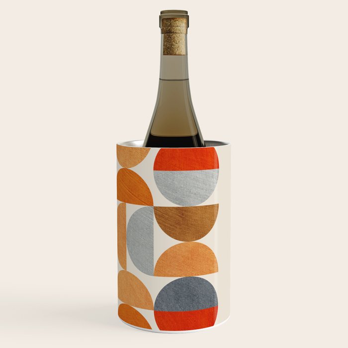 Mid-Century Geometric Red Gray Burnt Orange I Wine Chiller Gallery Image 3