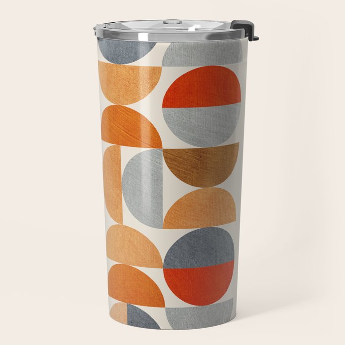 Mid-Century Geometric Red Gray Burnt Orange I Travel Mug Gallery Image 2