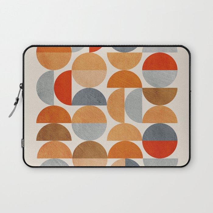 Mid-Century Geometric Red Gray Burnt Orange I Laptop Sleeve Gallery Image 1