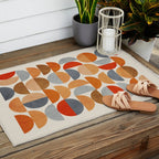 Mid-Century Geometric Red Gray Burnt Orange I Outdoor Rug Gallery Image 2