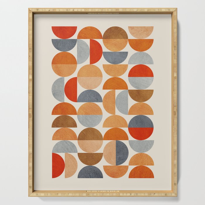 Mid-Century Geometric Red Gray Burnt Orange I Serving Tray Gallery Image 1