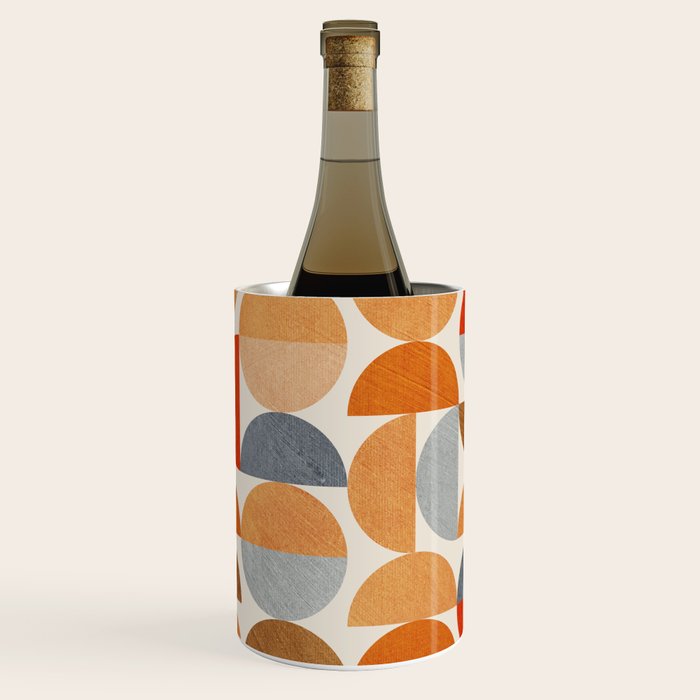 Mid-Century Geometric Red Gray Burnt Orange I Wine Chiller Gallery Image 1