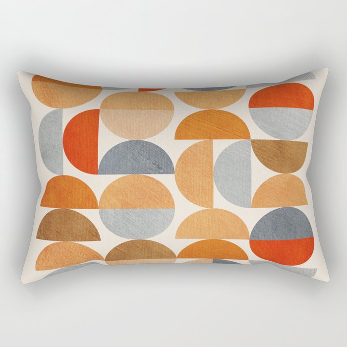 Mid-Century Geometric Red Gray Burnt Orange I Rectangular Pillow Gallery Image 1