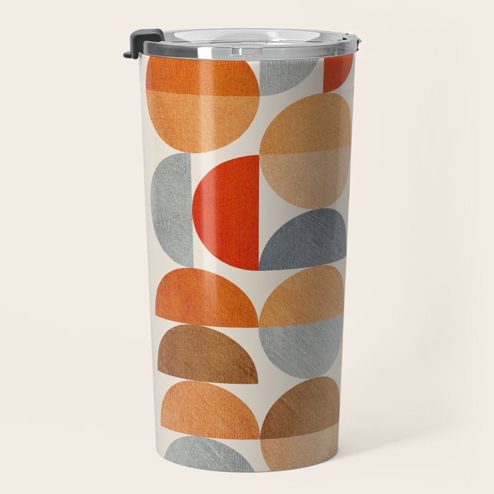 Mid-Century Geometric Red Gray Burnt Orange I Travel Mug Gallery Image 3