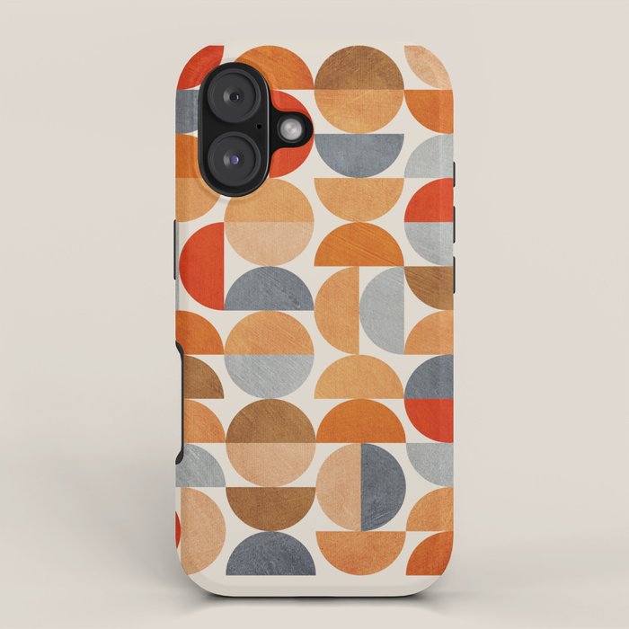 Mid-Century Geometric Red Gray Burnt Orange I iPhone Case Gallery Image 1
