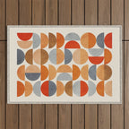 Mid-Century Geometric Red Gray Burnt Orange I Outdoor Rug Gallery Image 1