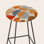 Mid-Century Geometric Red Gray Burnt Orange I Stool Gallery Image 2