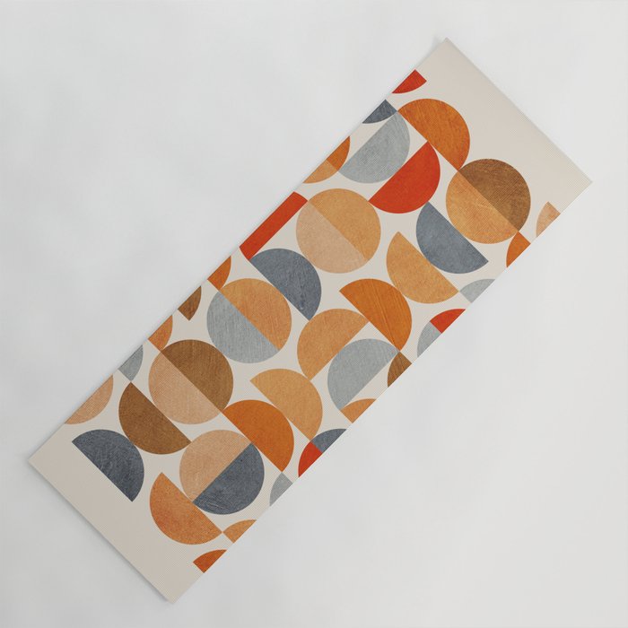 Mid-Century Geometric Red Gray Burnt Orange I Yoga Mat Gallery Image 1