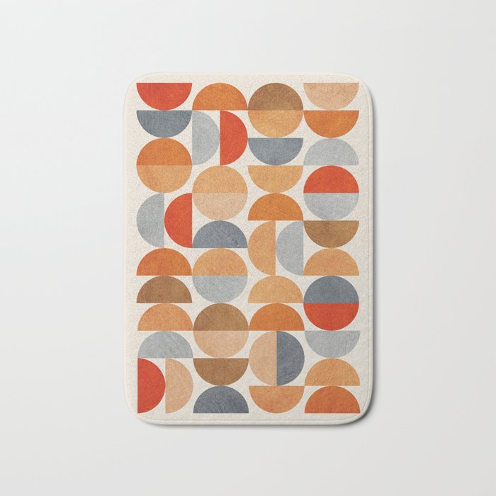 Mid-Century Geometric Red Gray Burnt Orange I Bath Mat Gallery Image 1