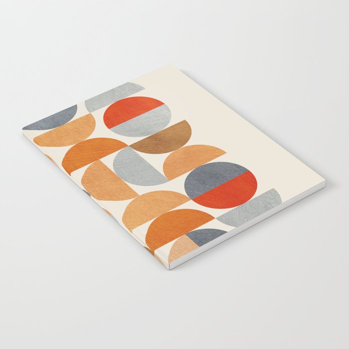 Mid-Century Geometric Red Gray Burnt Orange I Notebook Gallery Image 2