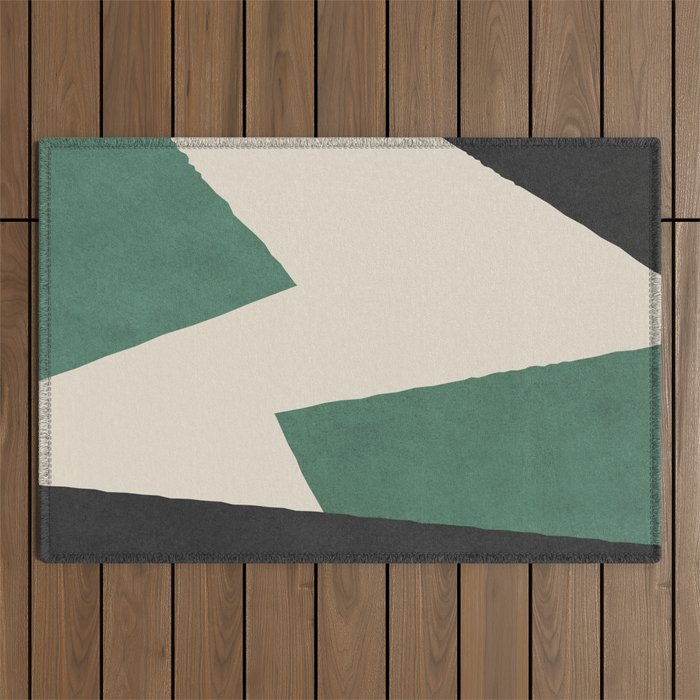 Graphic Edge Shapes - Green Outdoor Rug Gallery Image 1