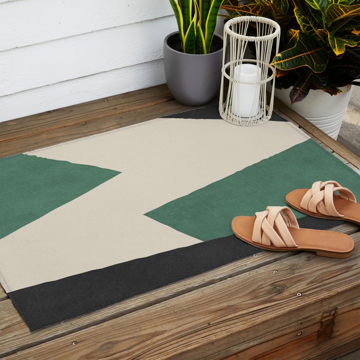 Graphic Edge Shapes - Green Outdoor Rug Gallery Image 2