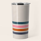 Blanket Stripe - silver grey with pink Travel Mug Gallery Image 1