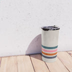 Blanket Stripe - silver grey with pink Travel Mug Gallery Image 4