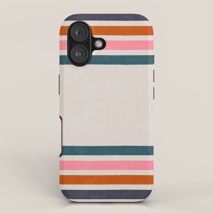 Blanket Stripe - silver grey with pink iPhone Case Gallery Image 1