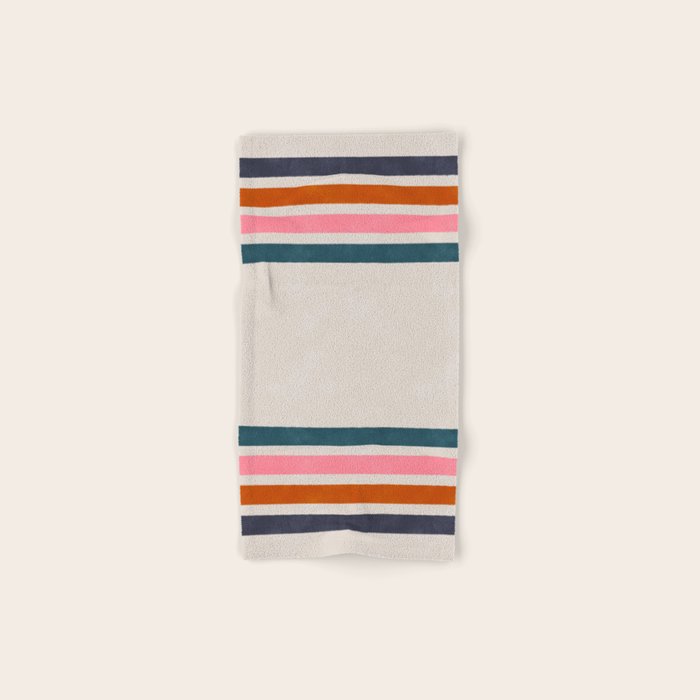 Blanket Stripe - silver grey with pink Bath Towel Gallery Image 1