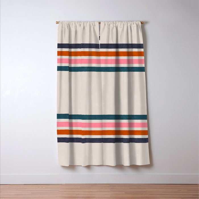 Blanket Stripe - silver grey with pink Window Curtain Gallery Image 3