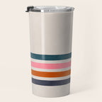 Blanket Stripe - silver grey with pink Travel Mug Gallery Image 3