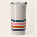 Blanket Stripe - silver grey with pink Travel Mug Gallery Image 2