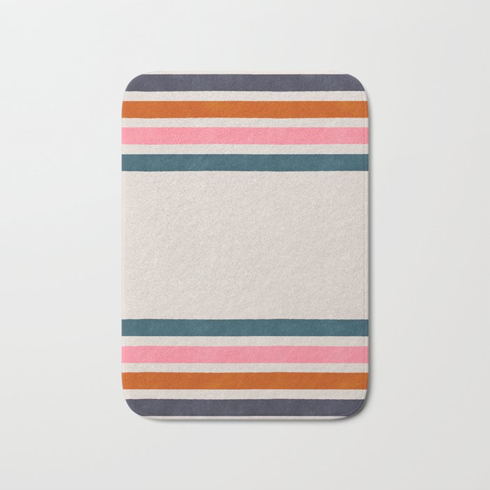 Blanket Stripe - silver grey with pink Bath Mat Gallery Image 1