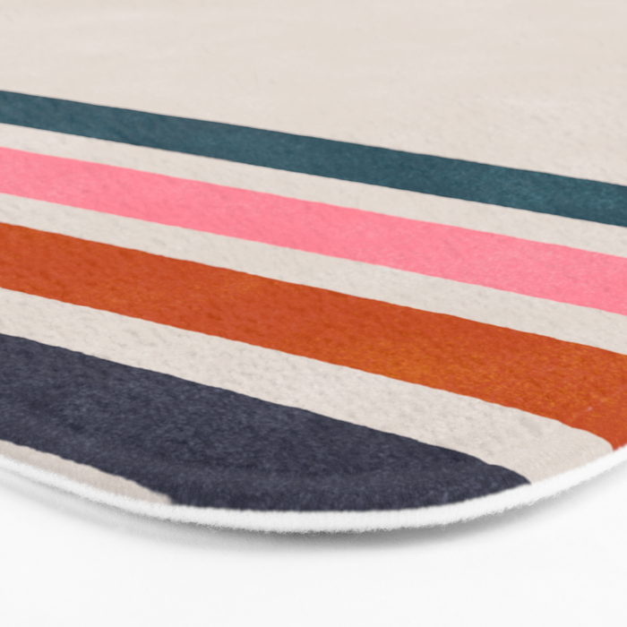 Blanket Stripe - silver grey with pink Bath Mat Gallery Image 3