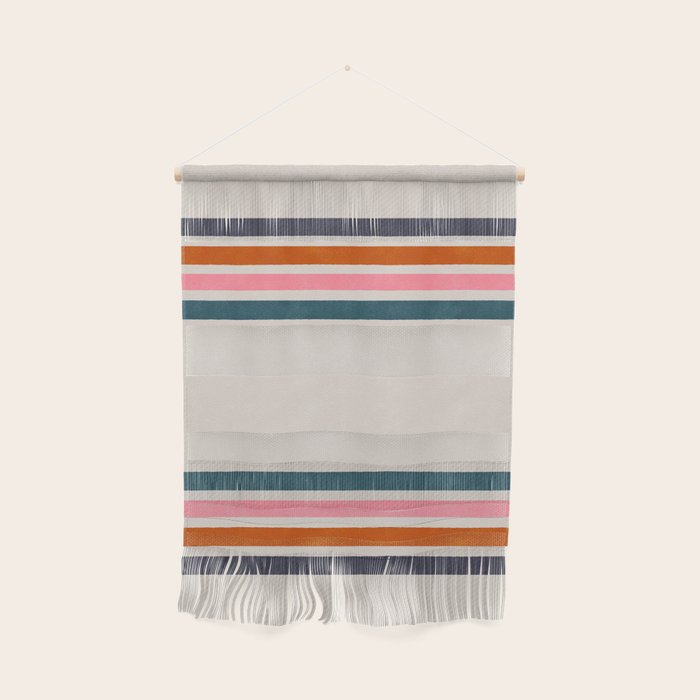 Blanket Stripe - silver grey with pink Wall Hanging Gallery Image 1