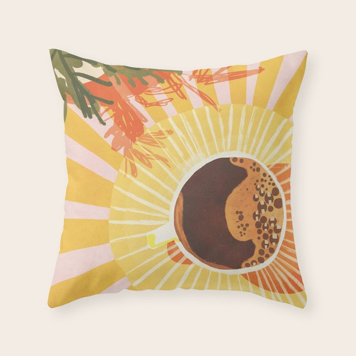 Sunny Cafe Throw Pillow Gallery Image 1