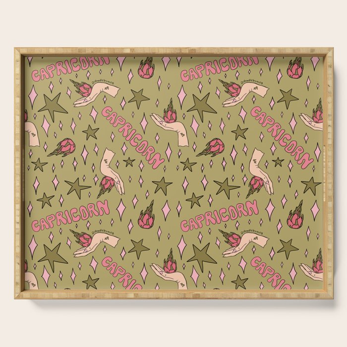 Capricorn Dragon Fruit Print Serving Tray Gallery Image 1
