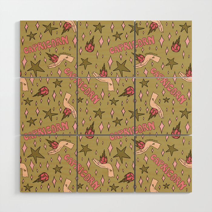 Capricorn Dragon Fruit Print Wood Wall Art Gallery Image 1