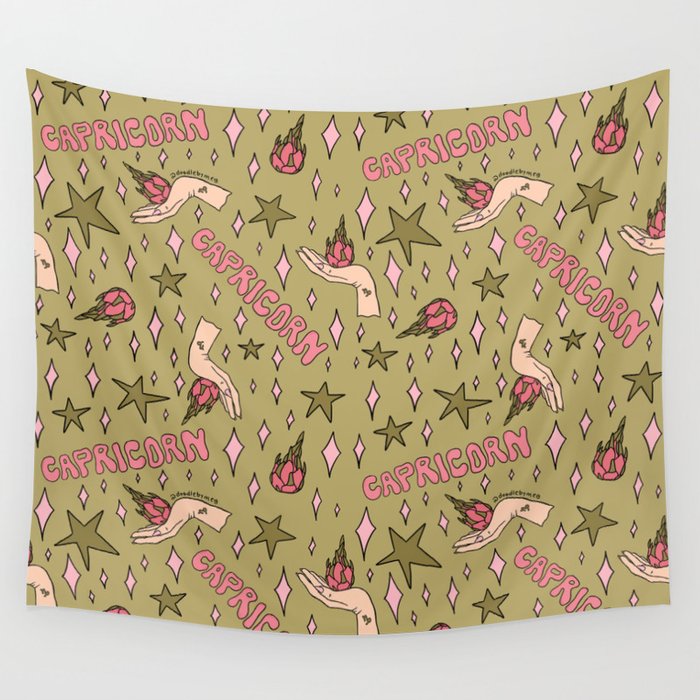 Capricorn Dragon Fruit Print Wall Tapestry Gallery Image 4