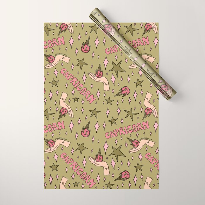 Capricorn Dragon Fruit Print Wrapping Paper Gallery Image 1