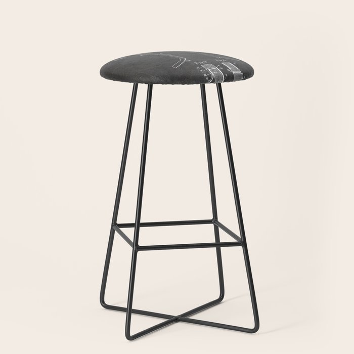 Ice Hockey Stick Patent - Ice Hockey Art - Black Chalkboard Stool Gallery Image 1
