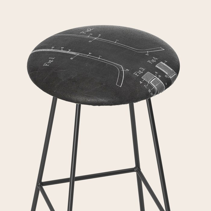 Ice Hockey Stick Patent - Ice Hockey Art - Black Chalkboard Stool Gallery Image 2