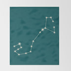Scorpio Zodiac Star Constellation Line Art Deep Teal Throw Blanket Gallery Image 2