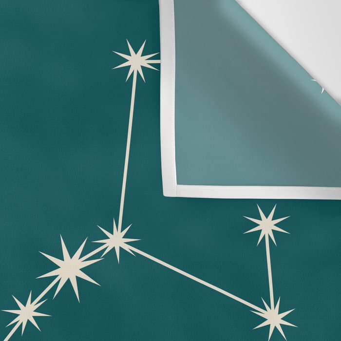 Scorpio Zodiac Star Constellation Line Art Deep Teal Wall Tapestry Gallery Image 3