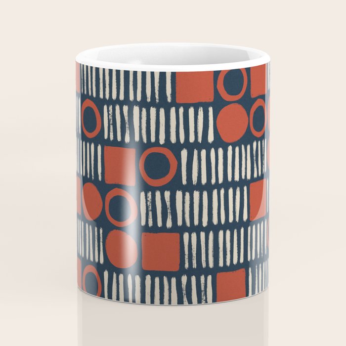Red & Blue Hand-drawn Pattern #2 Coffee Mug Gallery Image 4