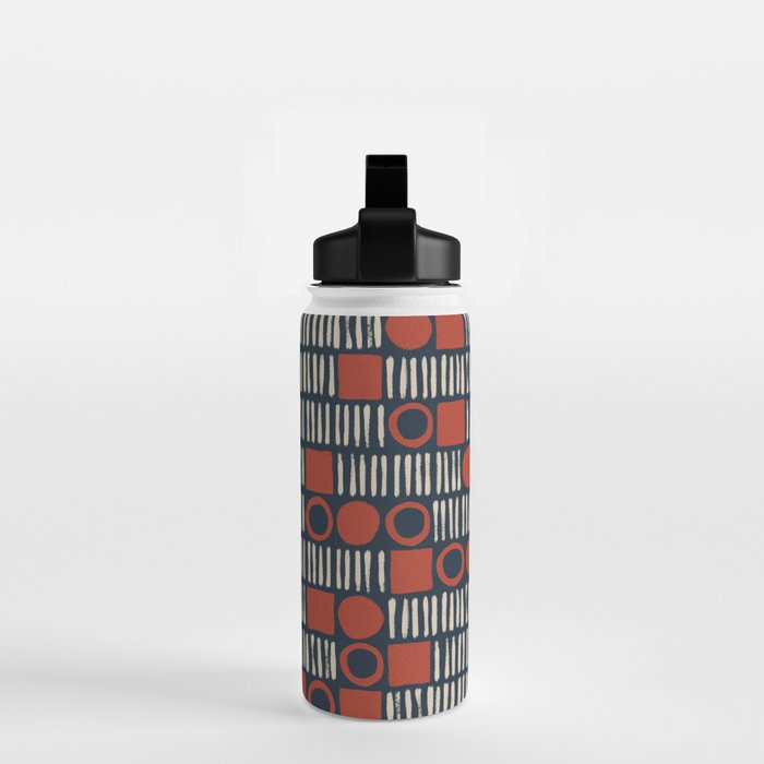 Red & Blue Hand-drawn Pattern #2 Water Bottle Gallery Image 2
