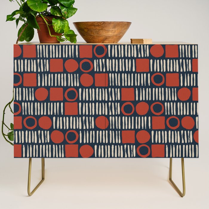 Red & Blue Hand-drawn Pattern #2 Credenza Gallery Image 1