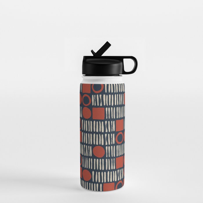 Red & Blue Hand-drawn Pattern #2 Water Bottle Gallery Image 1