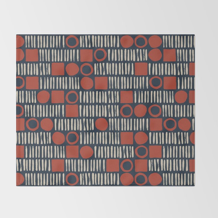 Red & Blue Hand-drawn Pattern #2 Throw Blanket Gallery Image 2