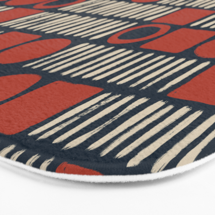 Red & Blue Hand-drawn Pattern #2 Bath Mat Gallery Image 3